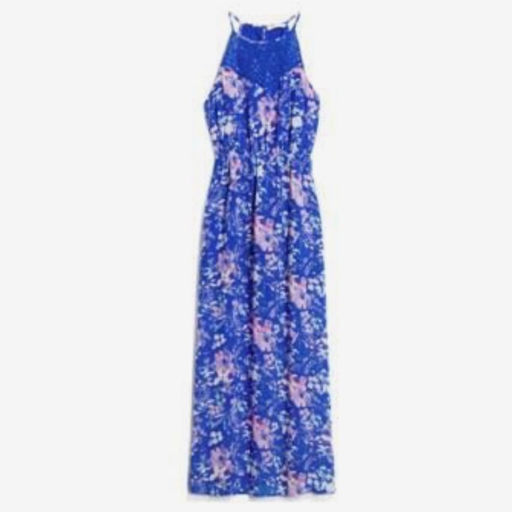 ⭕️Sold⭕️Skies Are Blue Lace Front Maxi Dress Small